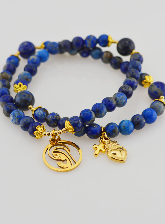 Chapelet en Lapis Lazuli - Vierge Marie & Ex Voto (pic 3)