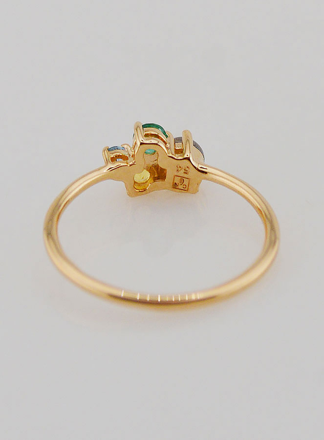 Bague Plaqué or Labradorite & Zircons - T54 (pic 4)