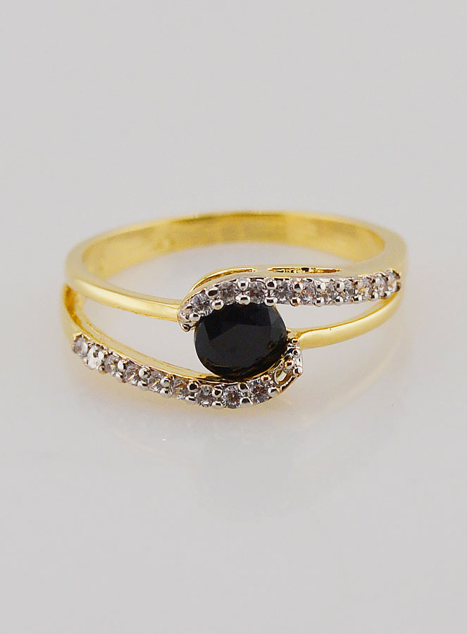 Bague Plaqué Or Saphir & Zircons - T54 (pic 1)