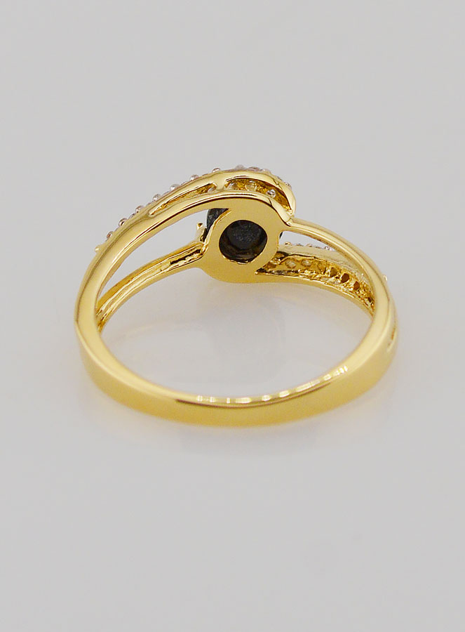 Bague Plaqué Or Saphir & Zircons - T54 (pic 4)