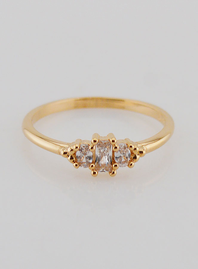 Bague Plaqué Or Trinité en Zircons - T54 (pic 1)