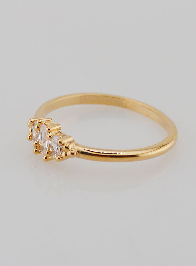 Bague Plaqué Or Trinité en Zircons - T54 (pic 2)
