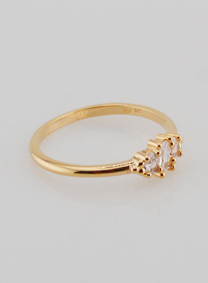 Bague Plaqué Or Trinité en Zircons - T54 (pic 3)