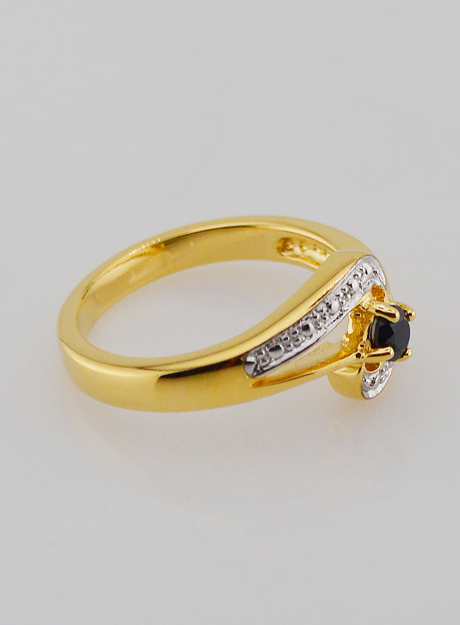Bague Plaqué or Saphir & Zircons - T54 (pic 3)