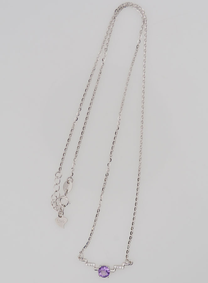 Collier en Argent 925 et Améthyste 40-45cm (pic 2)