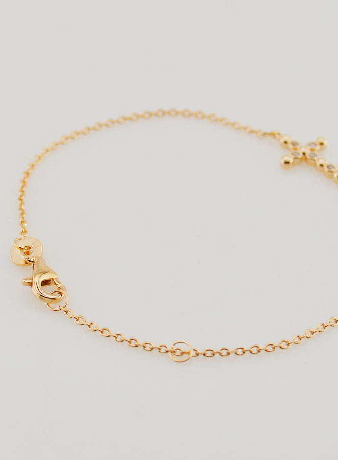 Bracelet Religieux en Plaqué Or - Croix Zircons Ronds (pic 3)