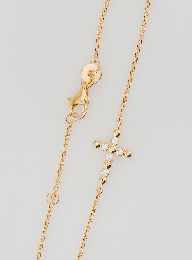 Bracelet Religieux en Plaqué Or - Croix Zircons Ronds (pic 4)