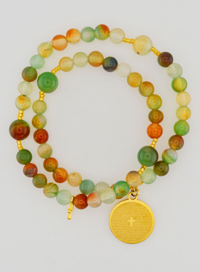 Bracelet Chapelet en Pierres Naturelles d'Agate & Notre Père (pic 1)