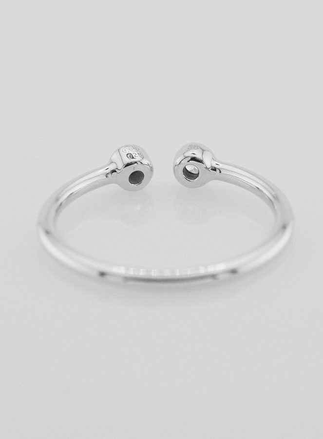 Bague Anneau Ouvert en Argent et Zircons - T58 (pic 4)