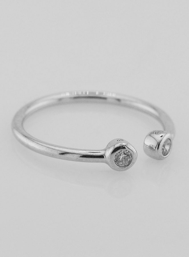 Bague Anneau Ouvert en Argent et Zircons - T60 (pic 3)