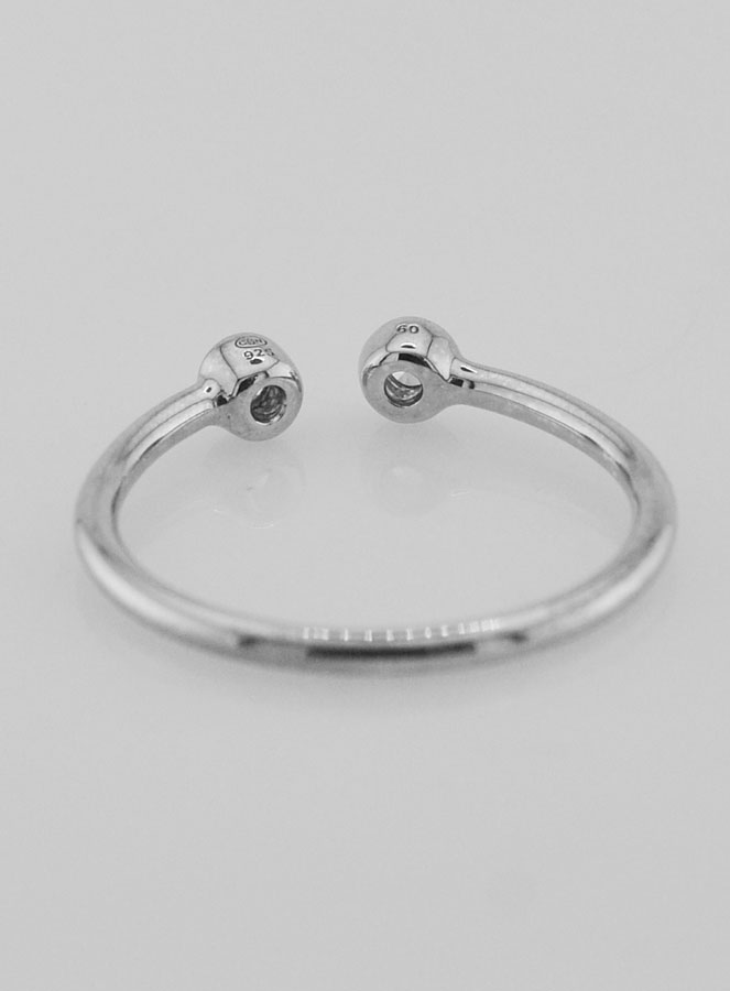 Bague Anneau Ouvert en Argent et Zircons - T60 (pic 4)
