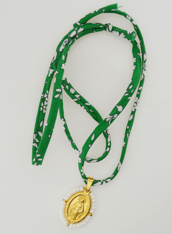 Collier Religieux Cordon Liberty Vert - Miraculeuse Perlée (pic 2)