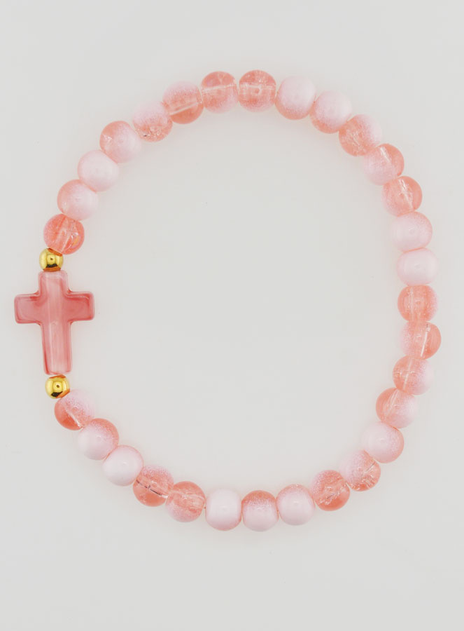 Bracelet Religieux Avec Croix & Perles en Verre Rouge (pic 1)