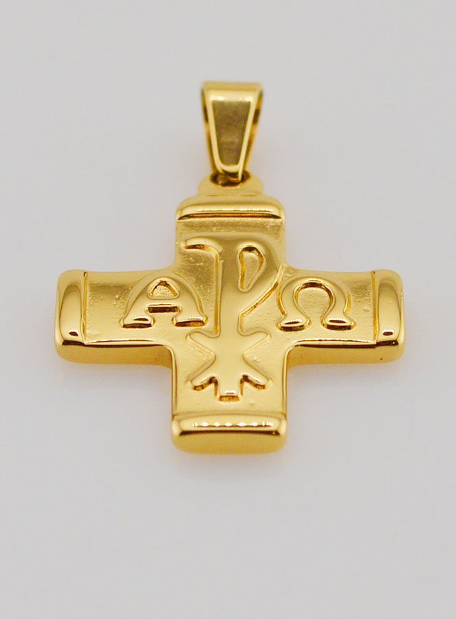 Pendentif Croix Chrisme Or - Pax, Alpha & Omega (pic 2)