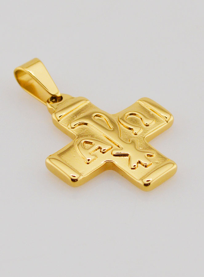 Pendentif Croix Chrisme Or - Pax, Alpha & Omega (pic 3)