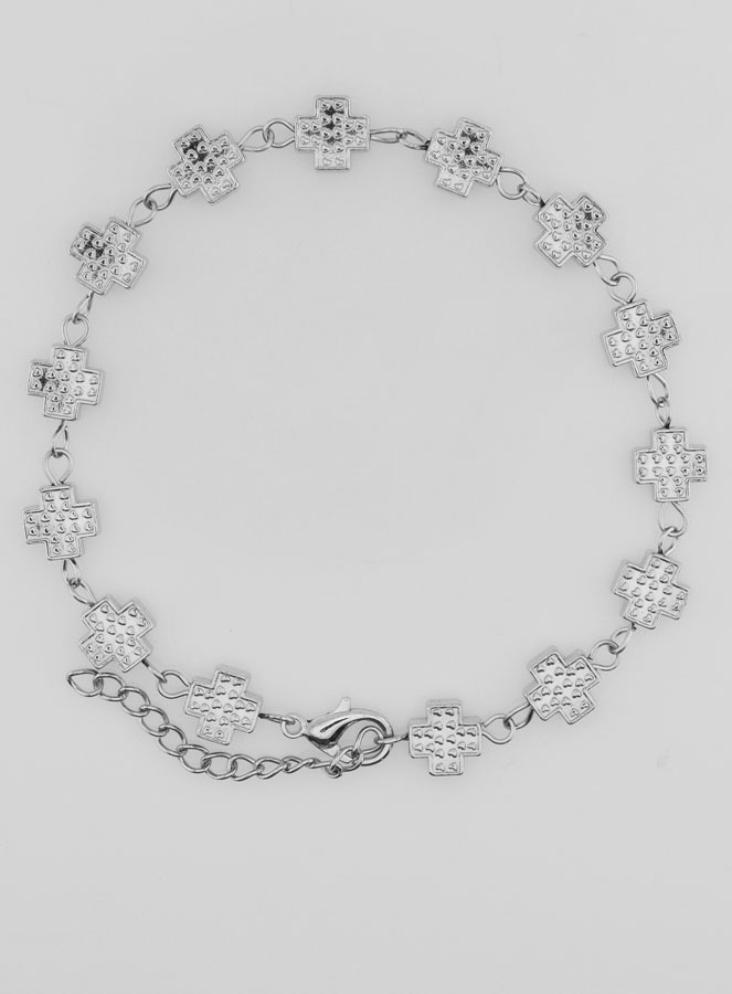 Bracelet Religieux Argenté Avec Croix Carrées (pic 1)