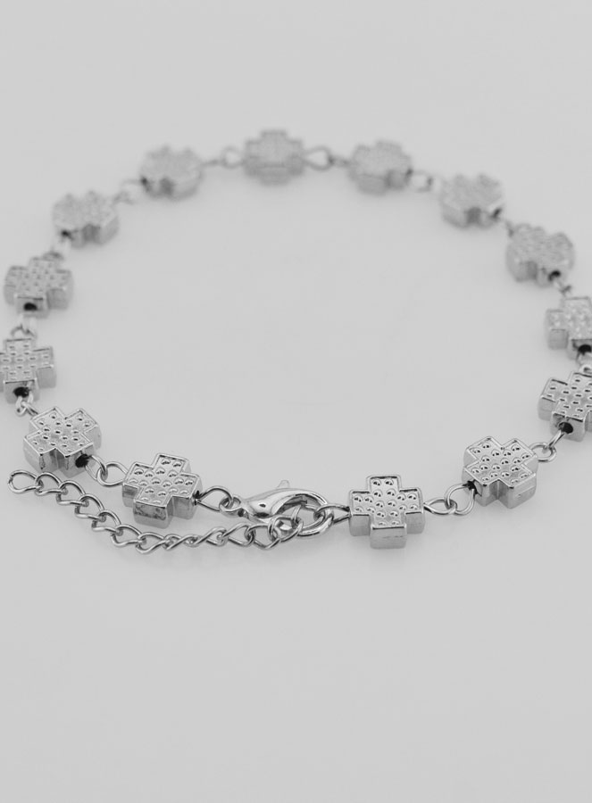 Bracelet Religieux Argenté Avec Croix Carrées (pic 2)