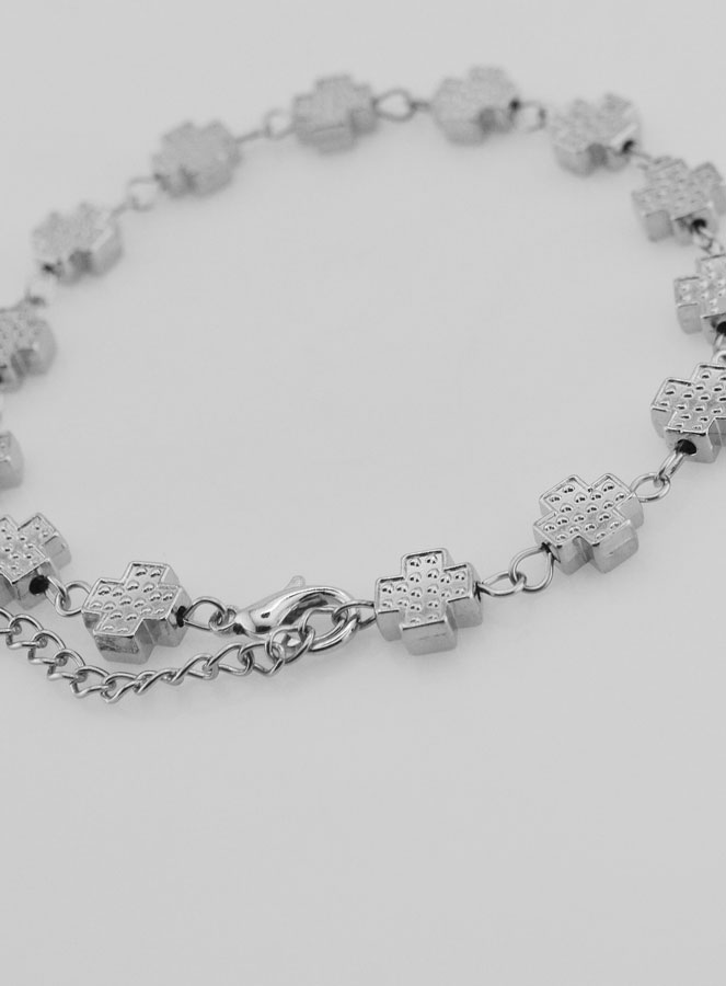 Bracelet Religieux Argenté Avec Croix Carrées (pic 4)