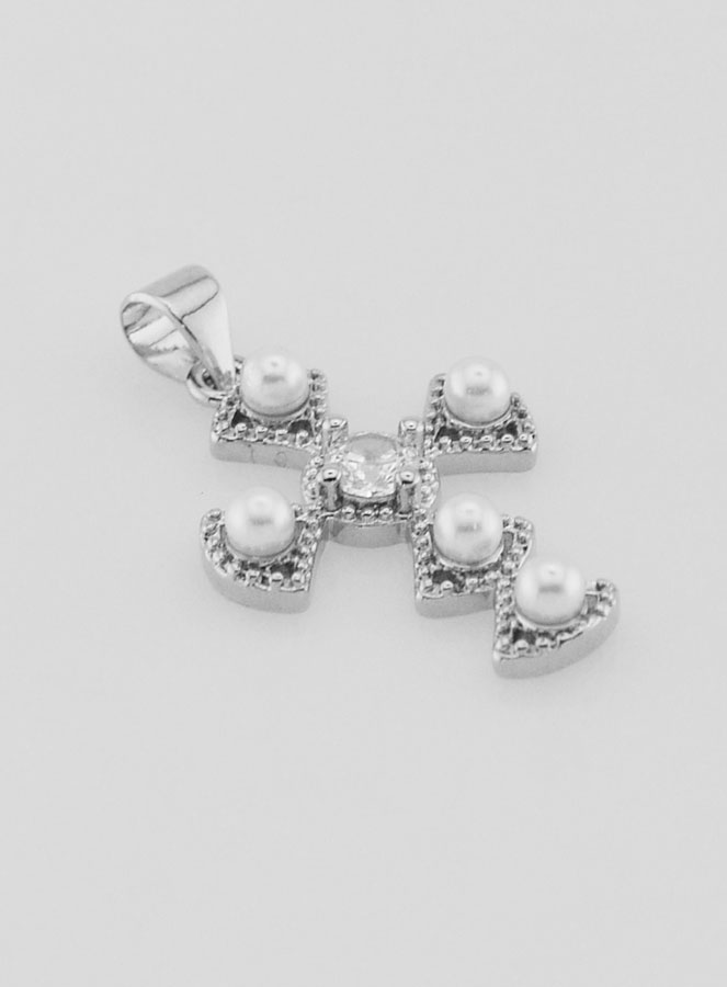 Pendentif Croix en Laiton Argenté 23mm (pic 3)