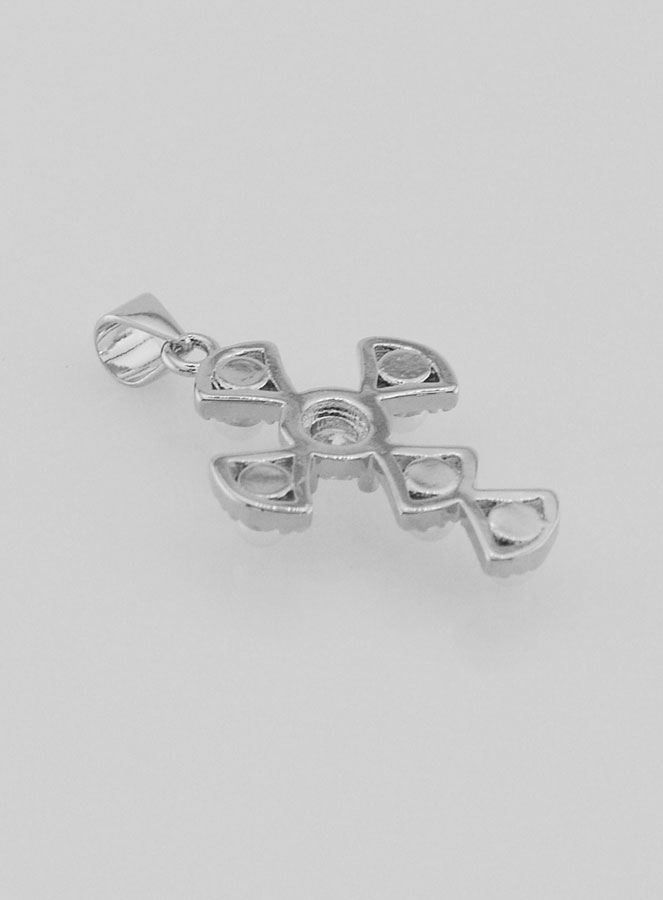 Pendentif Croix en Laiton Argenté 23mm (pic 4)