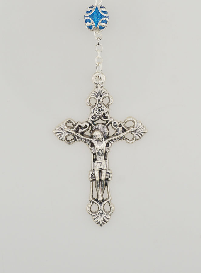 Chapelet en Perles Bleues - Miraculeuse et Croix Baroque (pic 3)