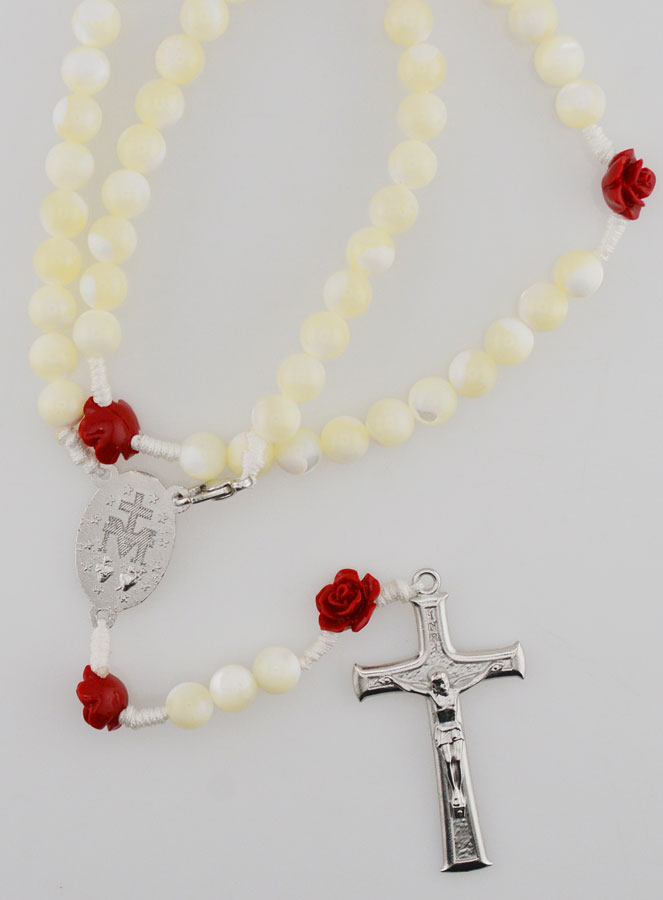 Chapelet Collier Médaille Miraculeuse en Nacre (pic 3)