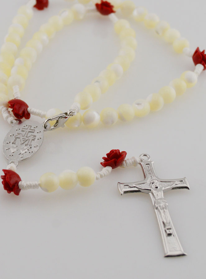 Chapelet Collier Médaille Miraculeuse en Nacre (pic 4)
