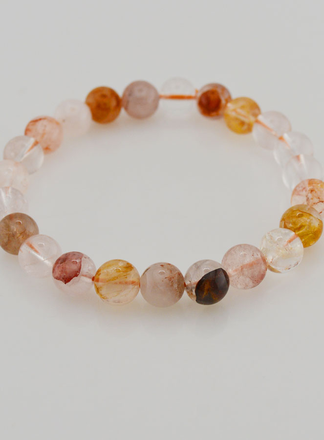Bracelet en Pierre de Quartz Hematoïde Multicolore - 8 mm (pic 2)