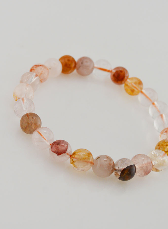 Bracelet en Pierre de Quartz Hematoïde Multicolore - 8 mm (pic 3)