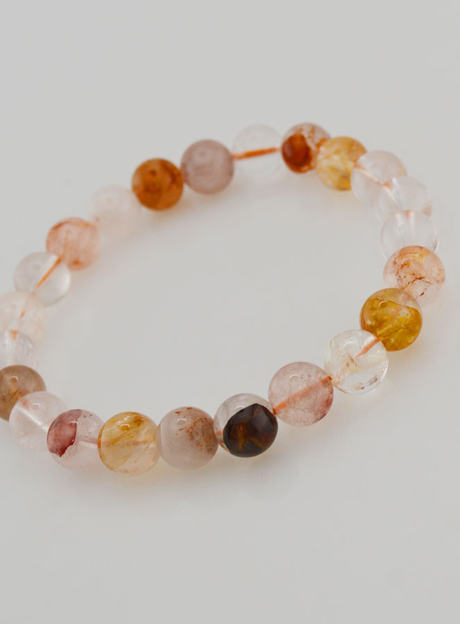 Bracelet en Pierre de Quartz Hematoïde Multicolore - 8 mm (pic 4)