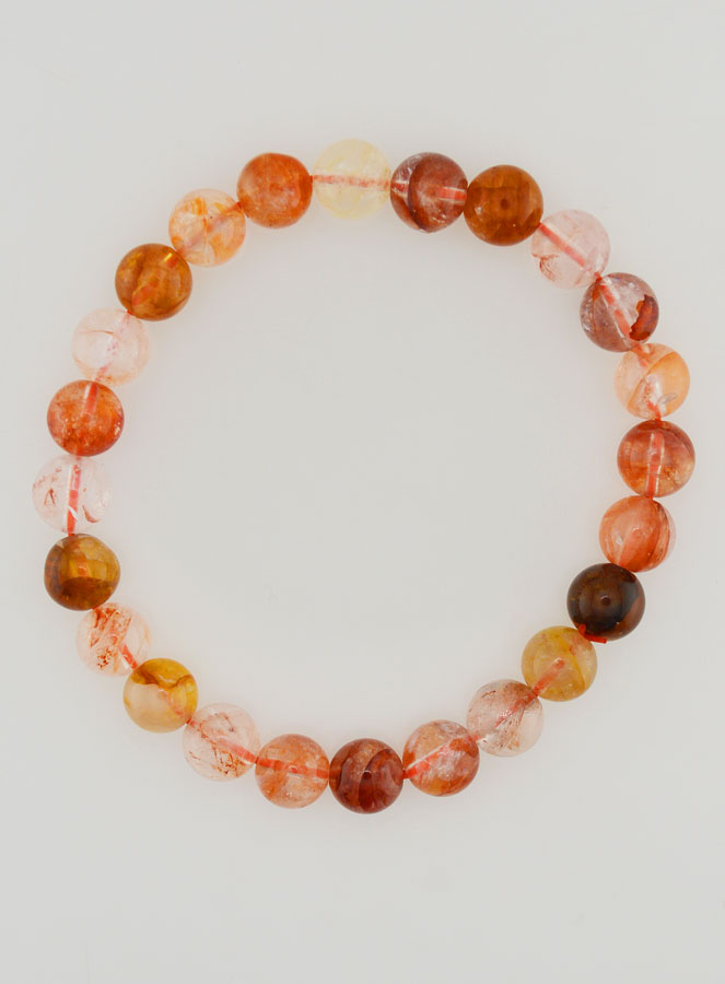Bracelet en Pierre de Quartz Hematoïde Multicolore AA - 8 mm (pic 1)