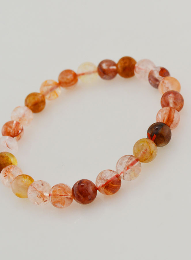 Bracelet en Pierre de Quartz Hematoïde Multicolore AA - 8 mm (pic 4)