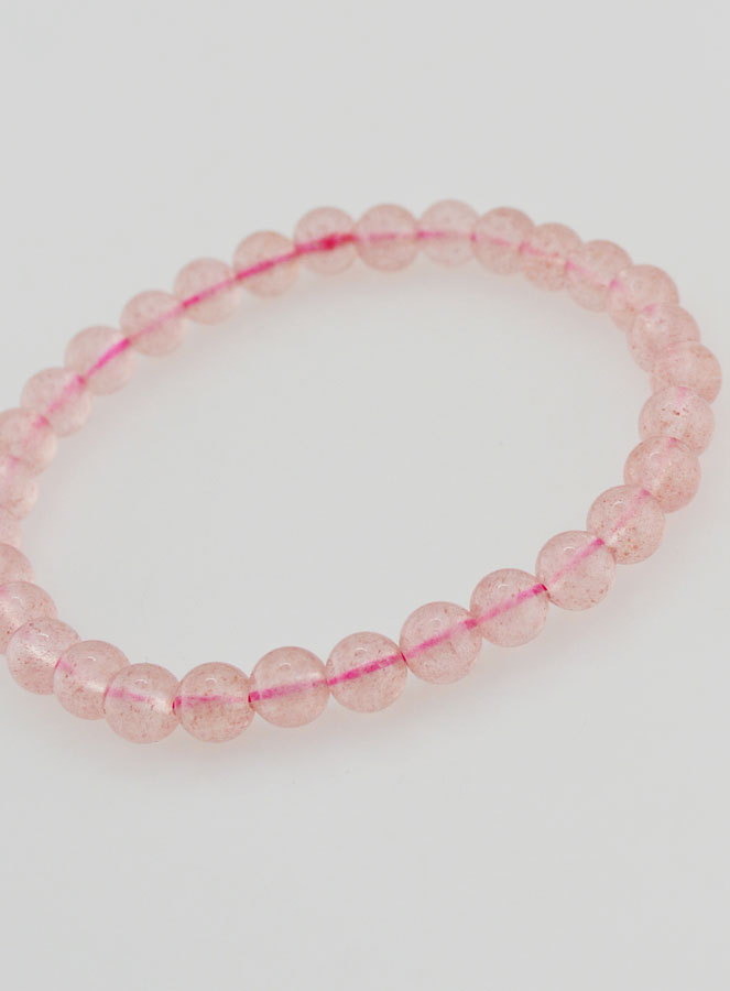 Bracelet en Pierre de Quartz Fraise Hematoïde - 6 mm (pic 4)