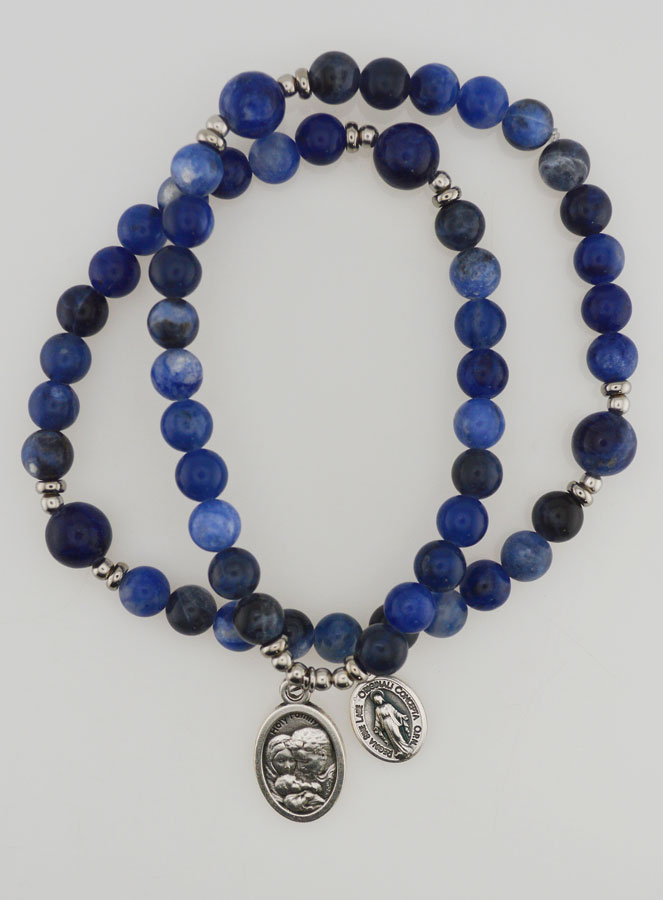 Chapelet Médaille Miraculeuse & St Joseph en Sodalite (pic 1)