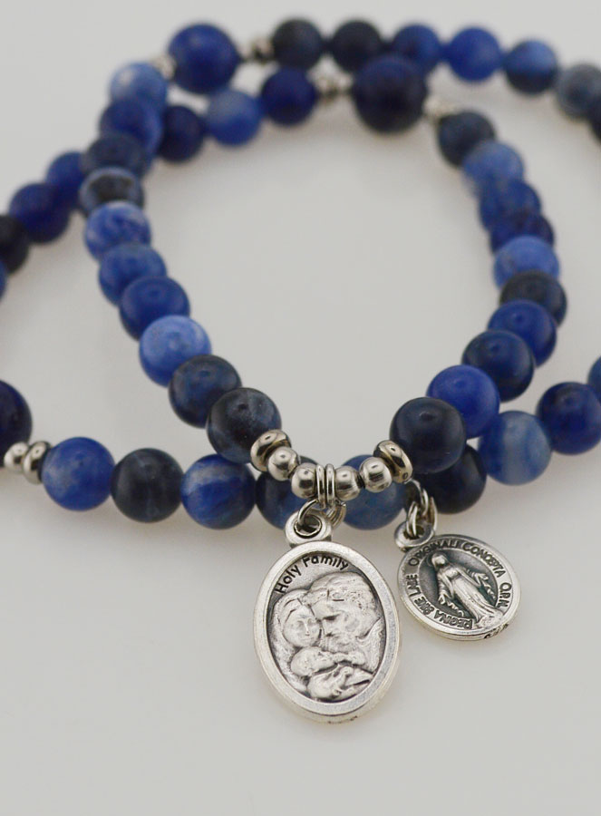 Chapelet Médaille Miraculeuse & St Joseph en Sodalite (pic 2)