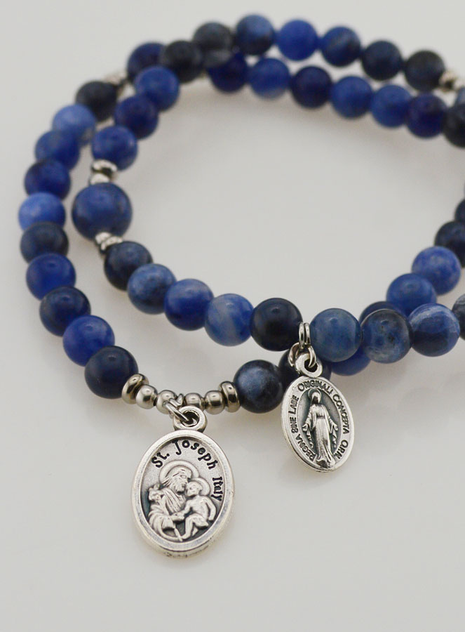 Chapelet Médaille Miraculeuse & St Joseph en Sodalite (pic 3)