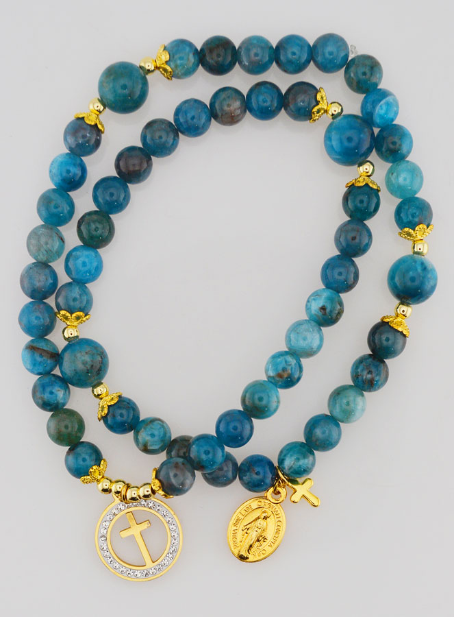 Chapelet Médaille Miraculeuse en Pierres d'Apatite (pic 1)