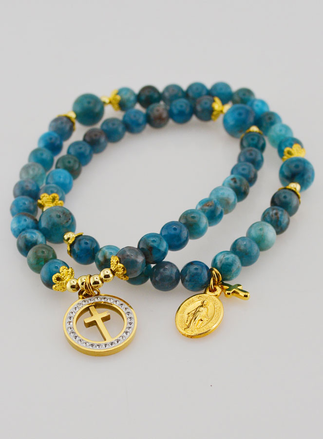 Chapelet Médaille Miraculeuse en Pierres d'Apatite (pic 2)