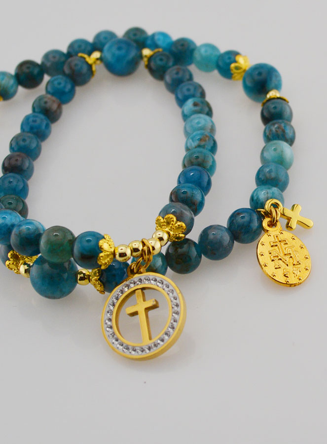 Chapelet Médaille Miraculeuse en Pierres d'Apatite (pic 4)