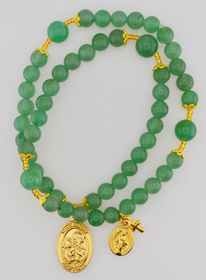 Chapelet Médaille Miraculeuse & St Joseph en Aventurine (pic 1)
