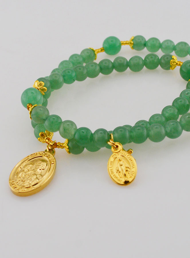 Chapelet Médaille Miraculeuse & St Joseph en Aventurine (pic 3)