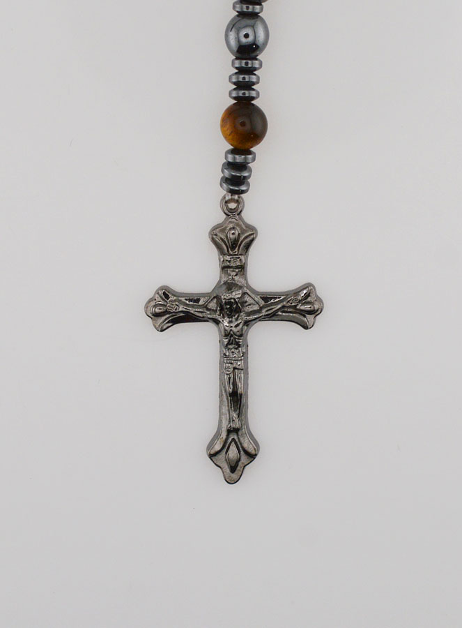 Chapelet Vierge Miraculeuse en Hématite & Oeil Tigre (pic 3)