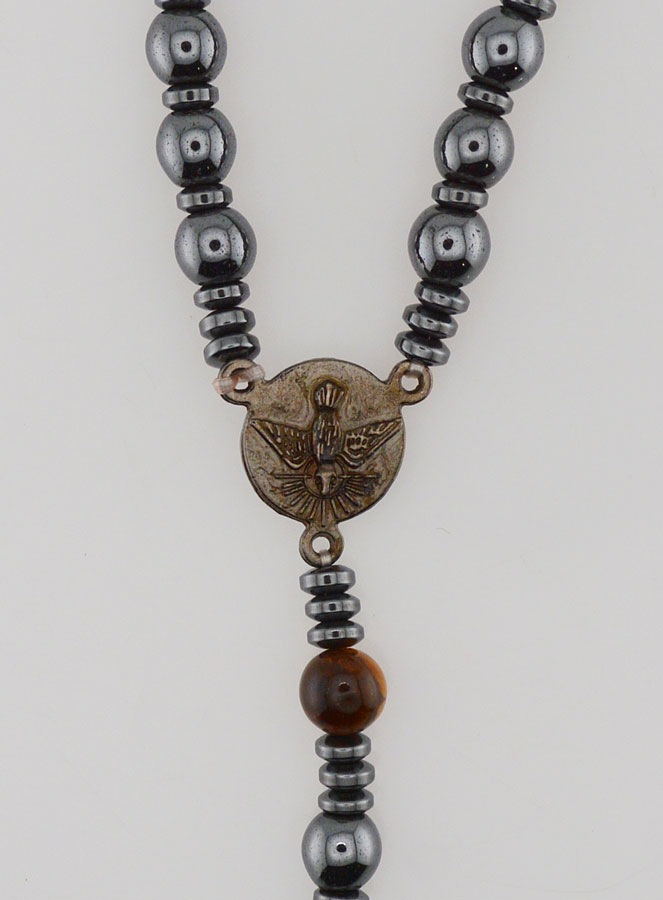 Chapelet Vierge Miraculeuse en Hématite & Oeil Tigre (pic 4)
