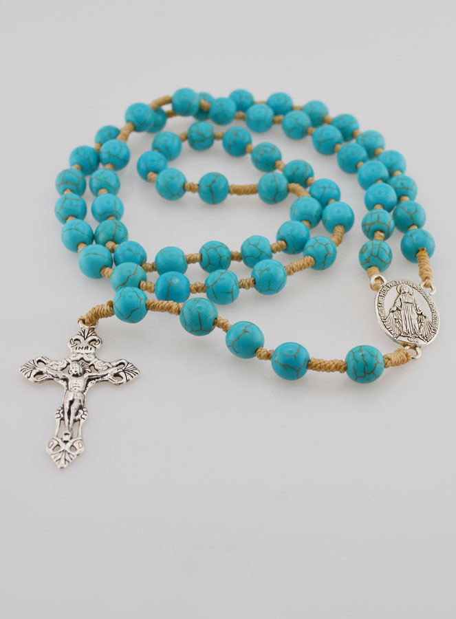 Chapelet Perles Turquoises - Miraculeuse (pic 2)
