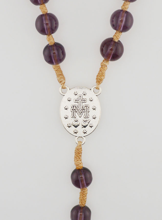 Chapelet Médaille Miraculeuse - Cristal Améthyste (pic 4)