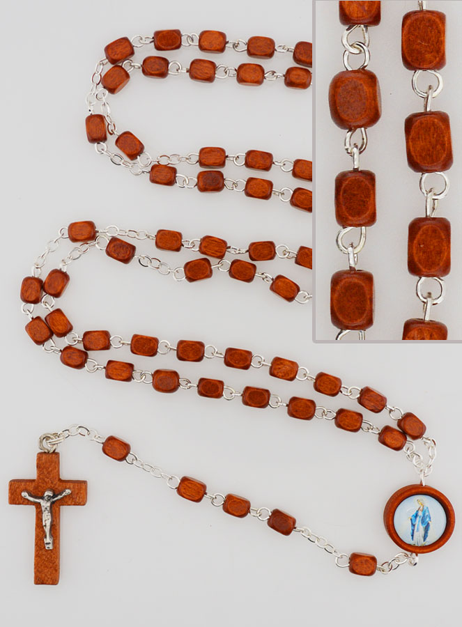 Chapelet de la Vierge Miraculeuse en Bois Clair (pic 1)