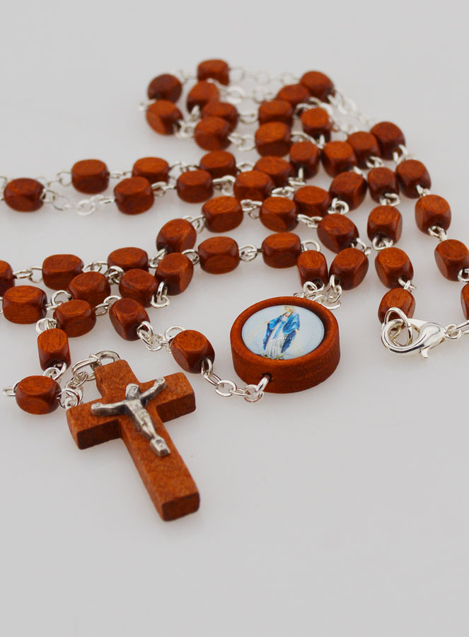 Chapelet de la Vierge Miraculeuse en Bois Clair (pic 2)