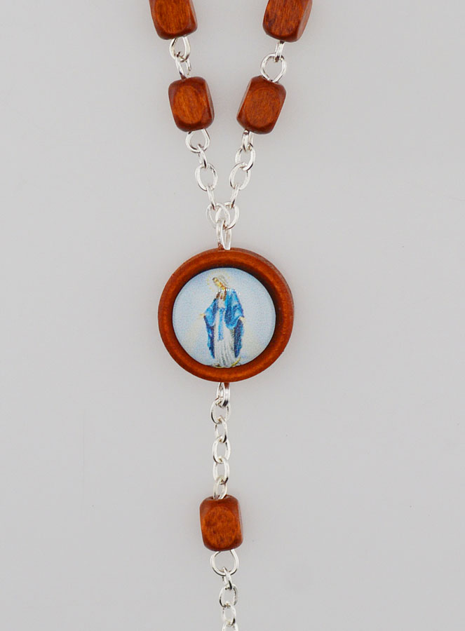 Chapelet de la Vierge Miraculeuse en Bois Clair (pic 4)
