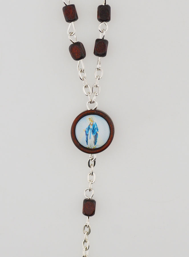 Chapelet Vierge Miraculeuse en Bois Foncé (pic 4)