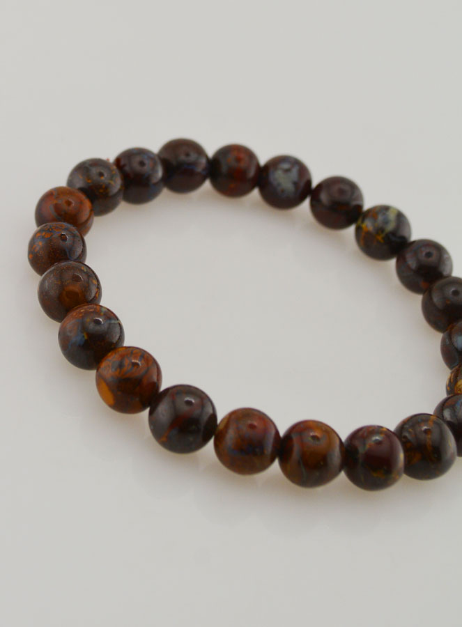 Bracelet en Pierre Naturelle d'Opale Boulder 8mm - A+ (pic 3)